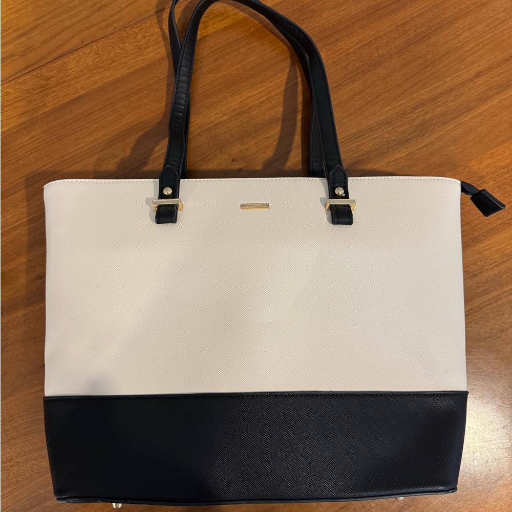 Elegant Cream and Black Tote and Crossbody Set - Picture 2 of 8